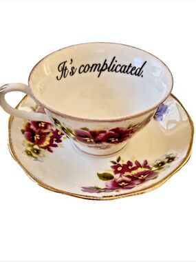 Miss Havisham's China Teacup and Saucer "It's Complicated"